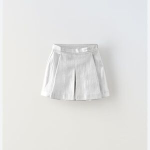Zara Silver Metallic Box Pleat Skirt